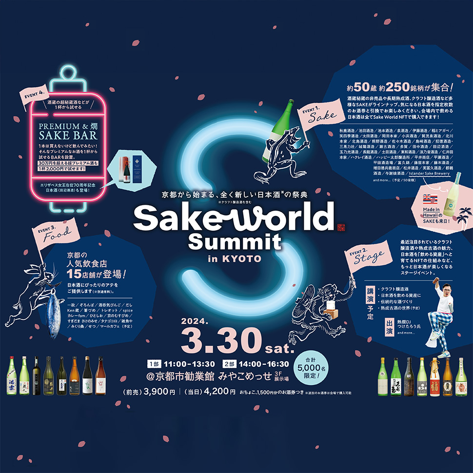 2024年3月30日に京都最大級の日本酒の祭典 「Sake World Summit in